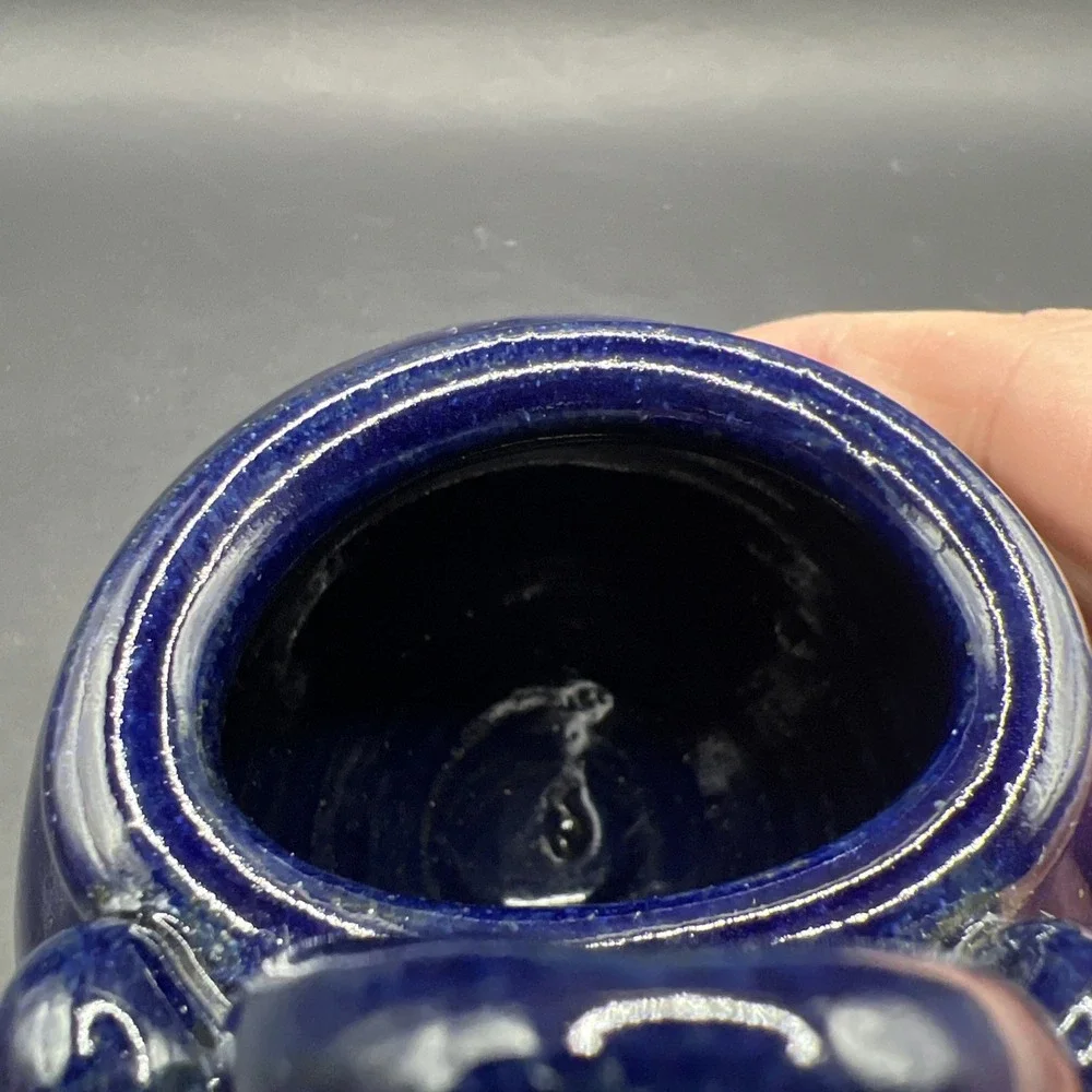Vintage Geri-B Pottery Cobalt Blue Ceramic Wall Pocket Hanging Vase Geri Bell AL